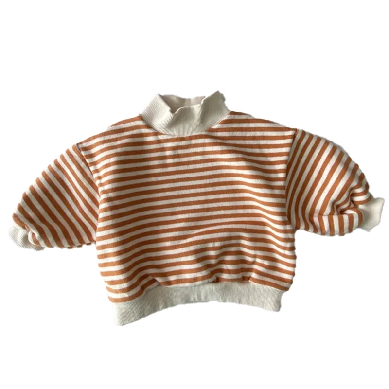 High Collar Striped Sweatshirt